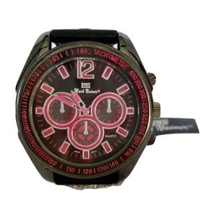 Mark Naimer Men Wristwatch Black Rubber Band Sport Quartz Big Face Watch